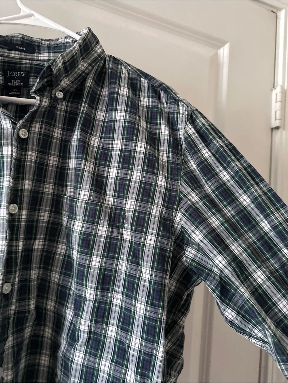 J.Crew Blue Plaid Flex Washed Slim Fit Long Sleeve Button Down Shirt Men’s Sz XL